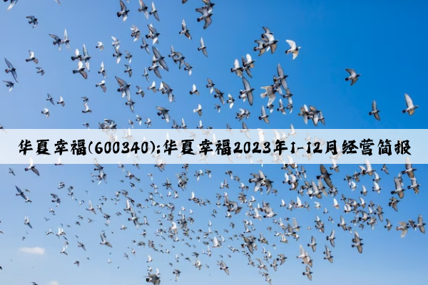 华夏幸福(600340):华夏幸福2023年1-12月经营简报